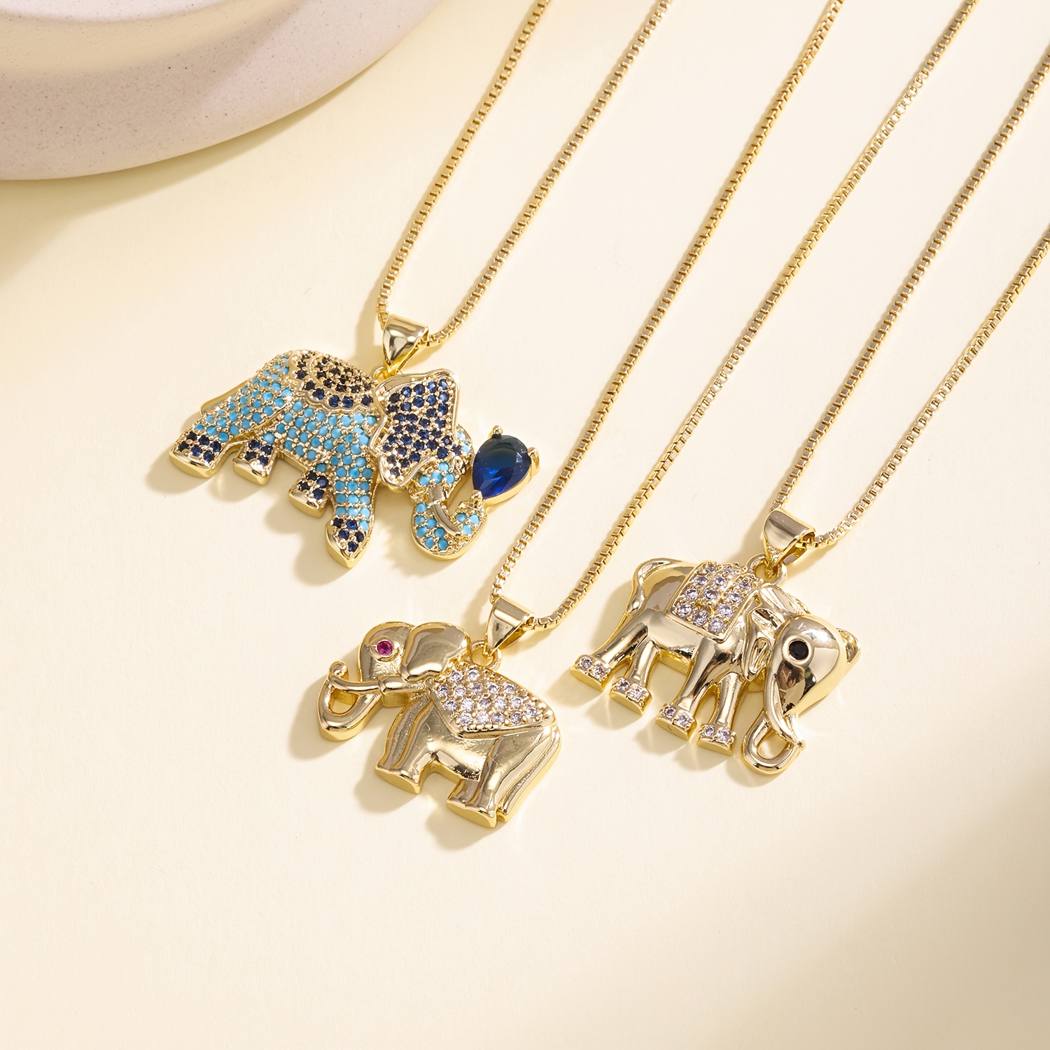 Women's Luxury Crystal Multicolored Elephant Pendant Necklace